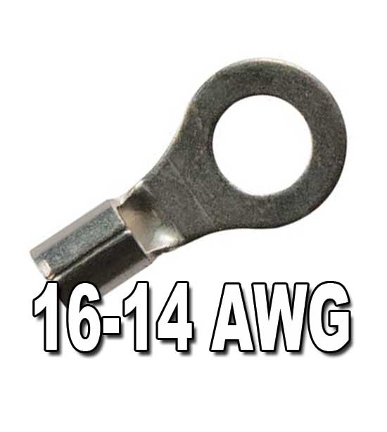 14-16 GAUGE 100 PK UNINSULATED/NON INSULATED RING 5/16 TERMINAL CONNECTOR URB516 