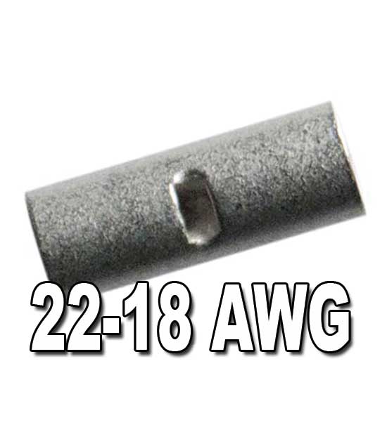 18-22 GAUGE 200 PK UNINSULATED NON INSULATED BUTT CONNECTOR TERMINAL WIRE URBC 