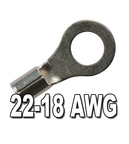 75 #10 12-10 16-14 22-18 Ga AWG Gauge Non-Insulated Ring Terminal Made in USA 