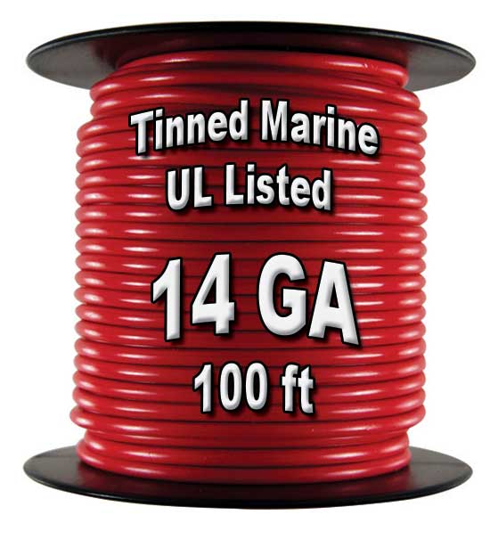 14 Gauge Marine Wire, Tinned Copper, UL 1426, 500ft Spool