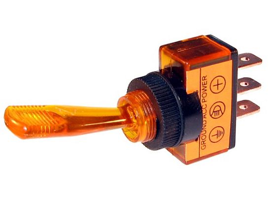 6 BBT Brand Lighted Amber 12 volt LED On/Off 20 amp Toggle Switches 