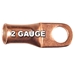 2 AWG Seamless Tubular Copper Lugs with Flared Ends - 