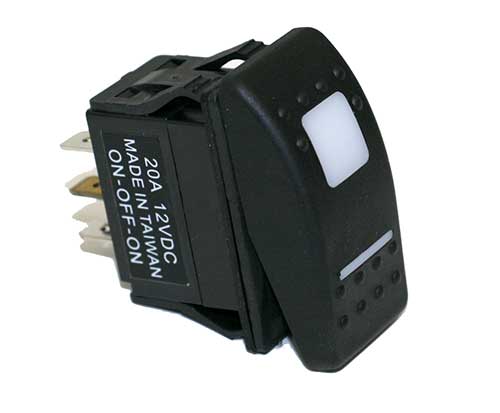 20 AMP @ 12 Volt On/Off/On S.P.D.T. Rocker Switches 20 AMP @ 12 Volt On/Off/On S.P.D.T. Rocker Switches