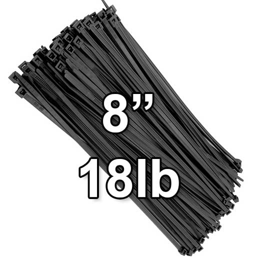 200 Black 9" inch Wire Cable Zip Ties Nylon Tie Wraps 40lb USA Made Tiger Ties 