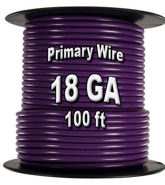 JT&T Products 187C 18 AWG Yellow Primary Wire, 100' Spool