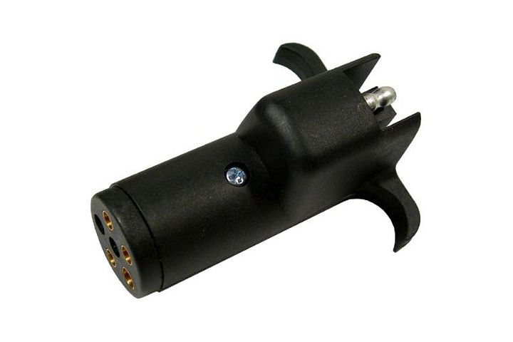 6-Pole Round Pin-Type Male to 4-Way Flat Female Trailer Plug Adapter