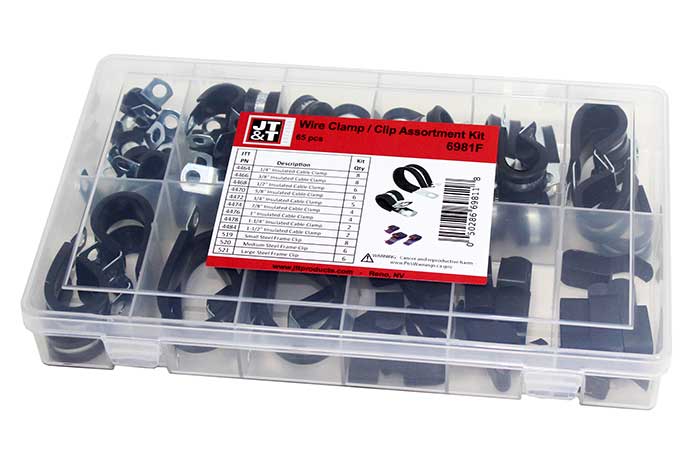 JT&T (6981F) - Wire Clamp / Clip Assortment Kit, 65 Pcs.   JT&T (6981F) - Wire Clamp / Clip Assortment Kit, 65 Pcs.  
