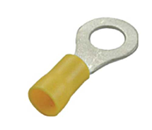 100-Pack Yellow Ring Terminals – 12-10 Gauge, 1/4" Stud, Made In USA