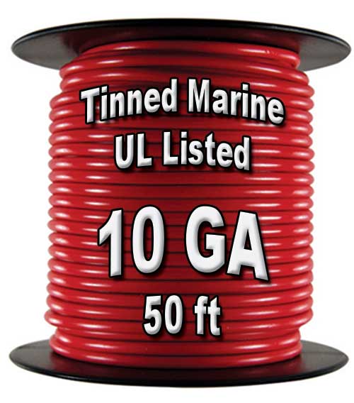 Tinned Marine Wire, 10 GA, 50 Ft Spool Tinned Marine Wire, 10 GA, 50 Ft Spool